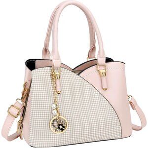 Women’s Pink Triple Compartment Satchel Fashion Top Handle Shoulder Bag